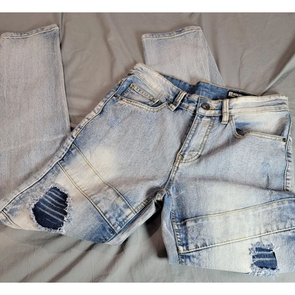 Southpole Skinny Jeans Mens 29x30 Distressed Light Wash Denim Streetwear